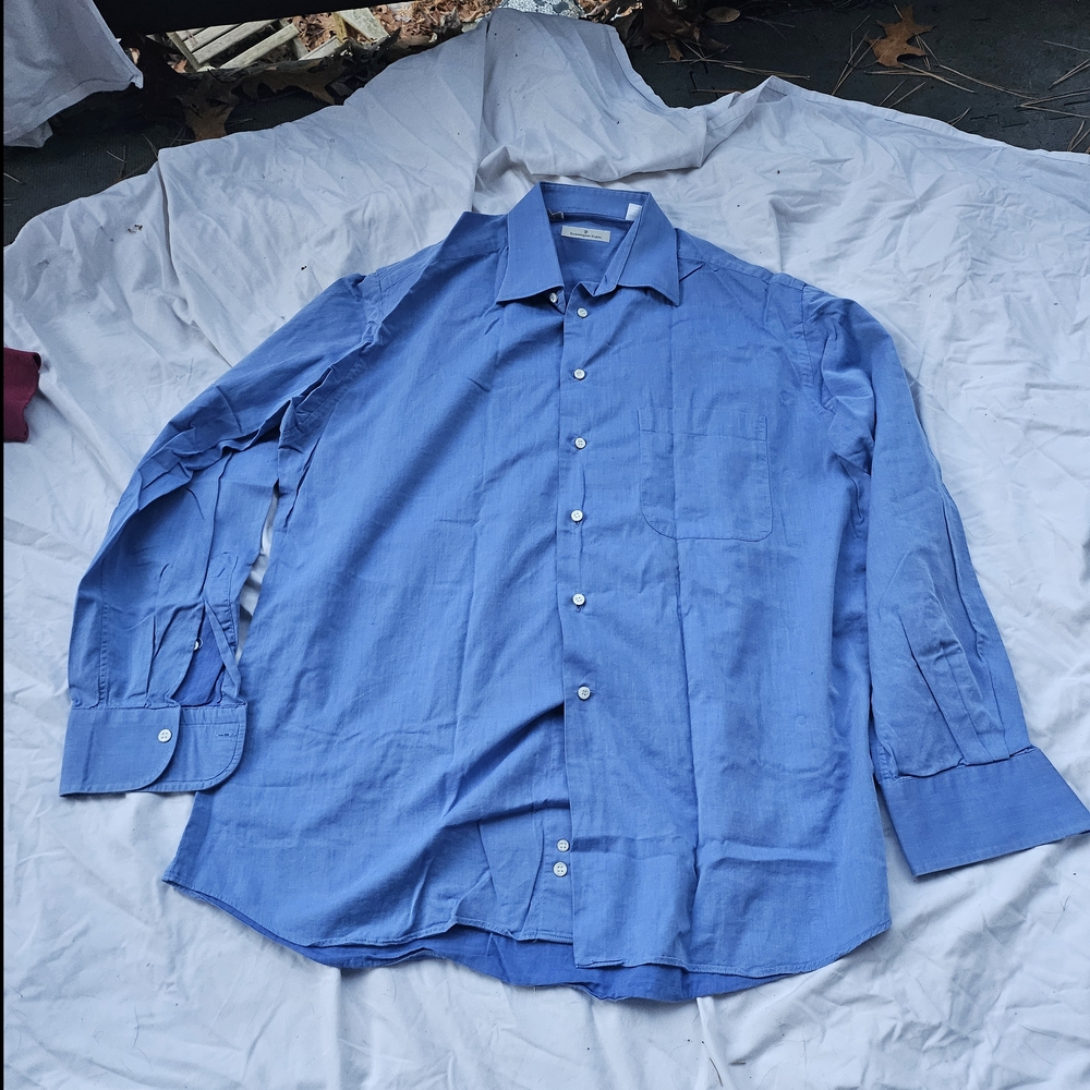 ERMENEGILDO ZEGNA MEN'S BLUE DRESS SHIRT - SIZE 42 16.5 Made In Italy